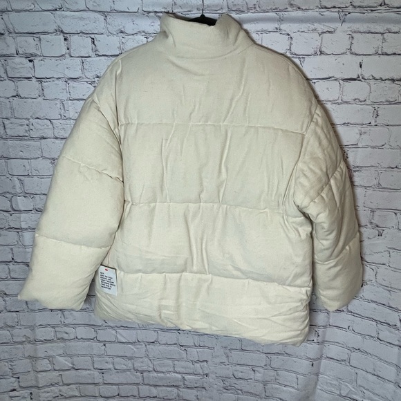 New Asos Design Women’s Cream Washed Linen Puffer Jacket Size US 6 - Picture 10 of 16